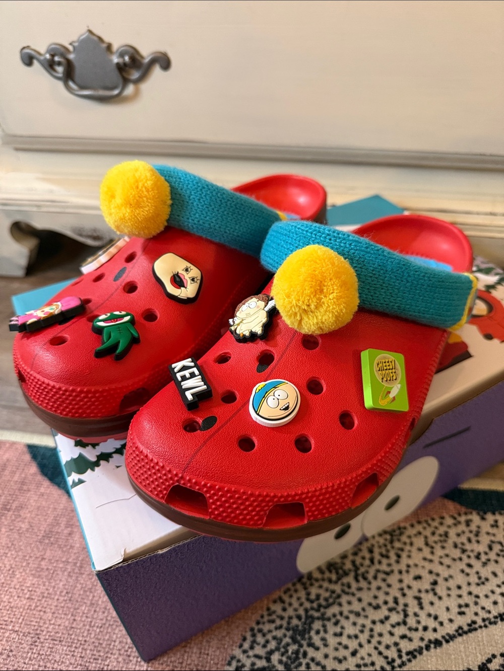 Crocs South Park Collab Cartman Style Classic Clog with Charms - Red & Blue